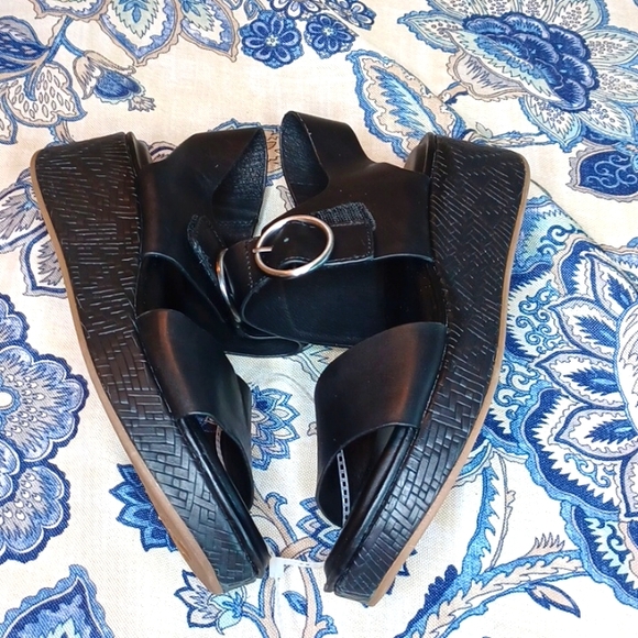 SOFFT Faedra Leather platform wedge sandals Black Size 8, 8 5M New - Picture 9 of 16